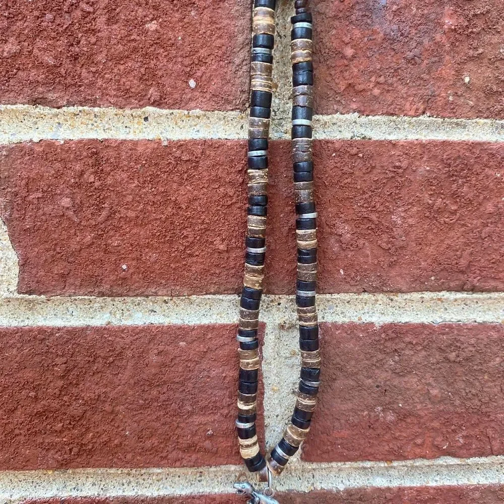 Black & Brown Pukka Shell Inspired Dinosaur y2k Necklace